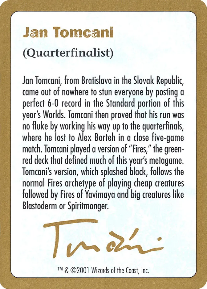 Jan Tomcani Bio Front Face