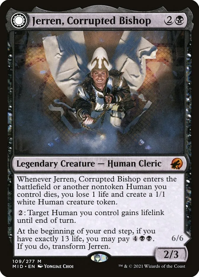 Jerren, Corrupted Bishop // Ormendahl, the Corrupter Front Face