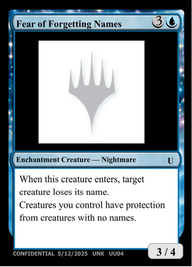 Fear of Forgetting Names Front Face