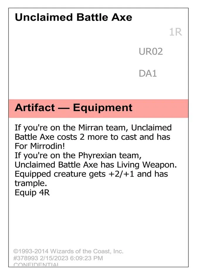 Unclaimed Battle Axe Front Face