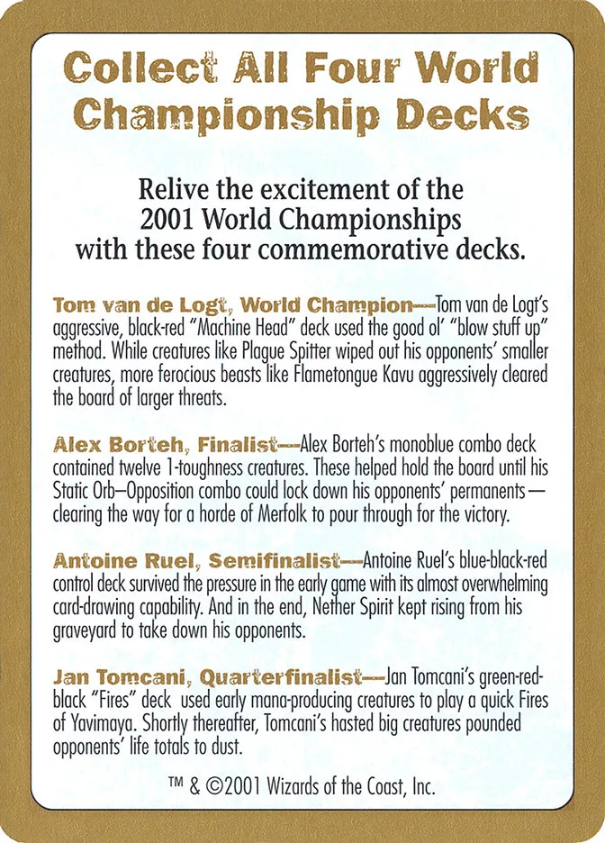 2001 World Championships Ad Front Face