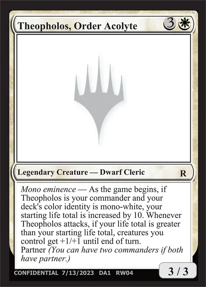 Theopholos, Order Acolyte Front Face