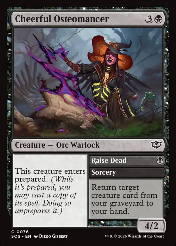 Cheerful Osteomancer // Raise Dead Front Face