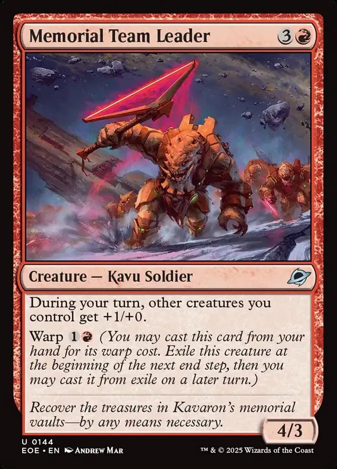 Memorial Team Leader Front Face