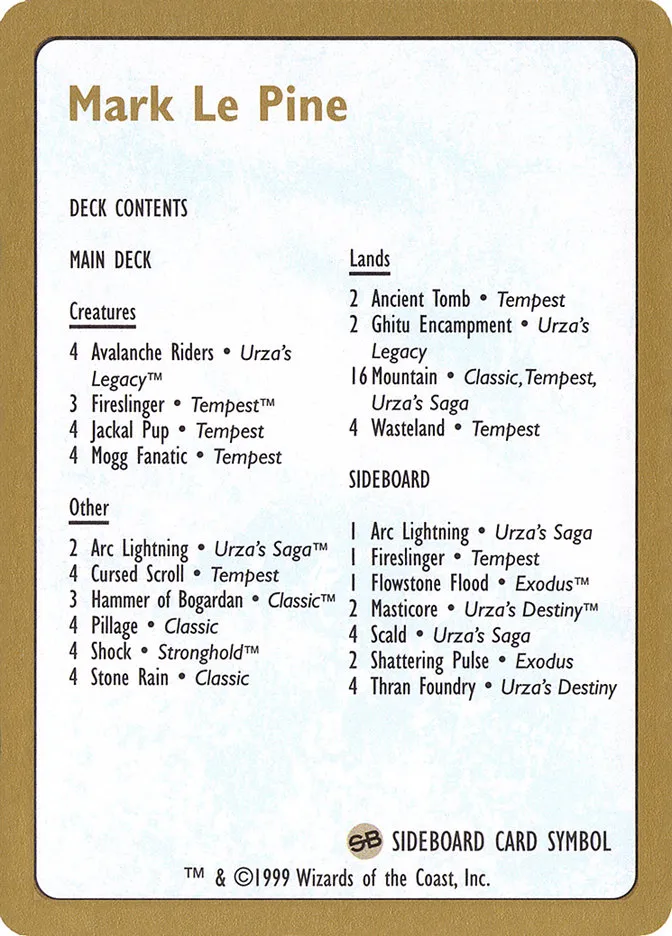 Mark Le Pine Decklist Front Face