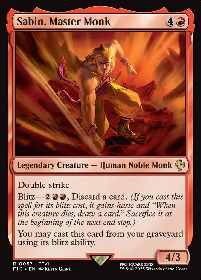 Sabin, Master Monk Front Face