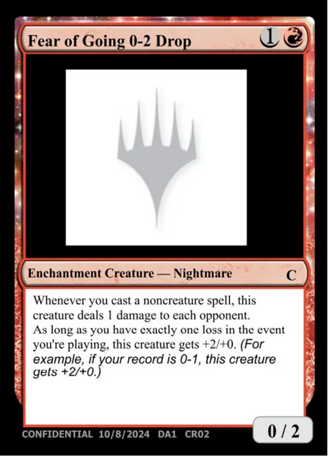 Fear of Going 0-2 Drop Front Face