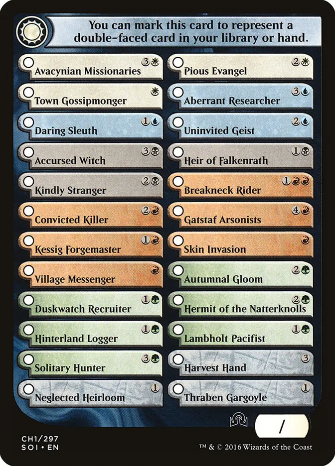 Shadows Over Innistrad Checklist 1 Front Face