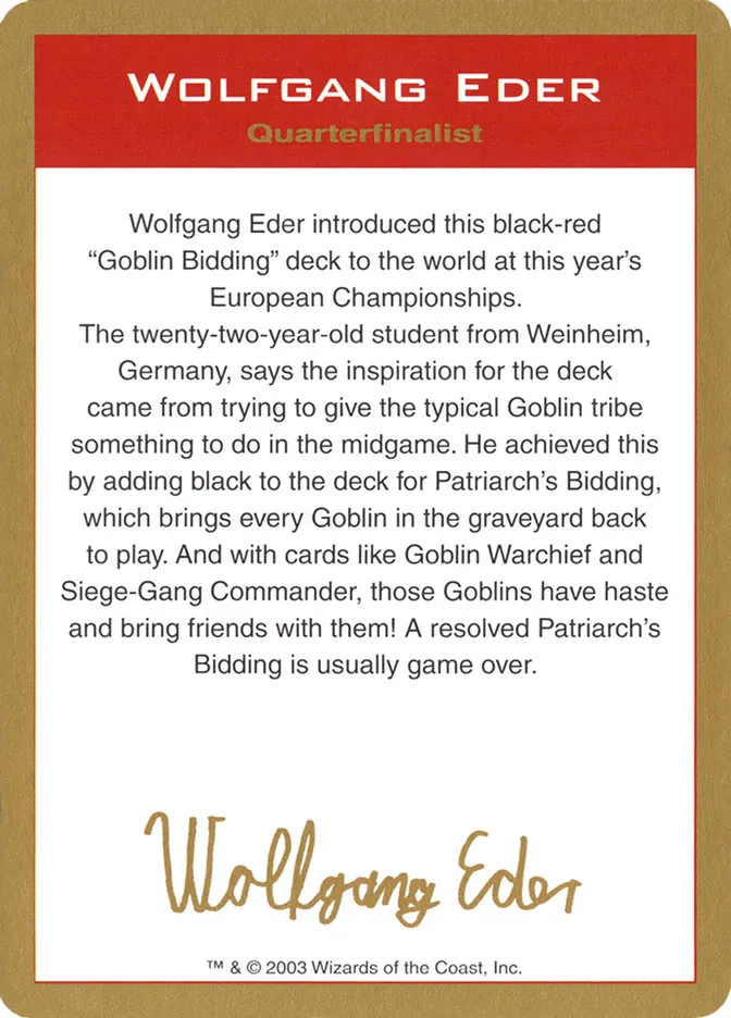 Wolfgang Eder Bio Front Face