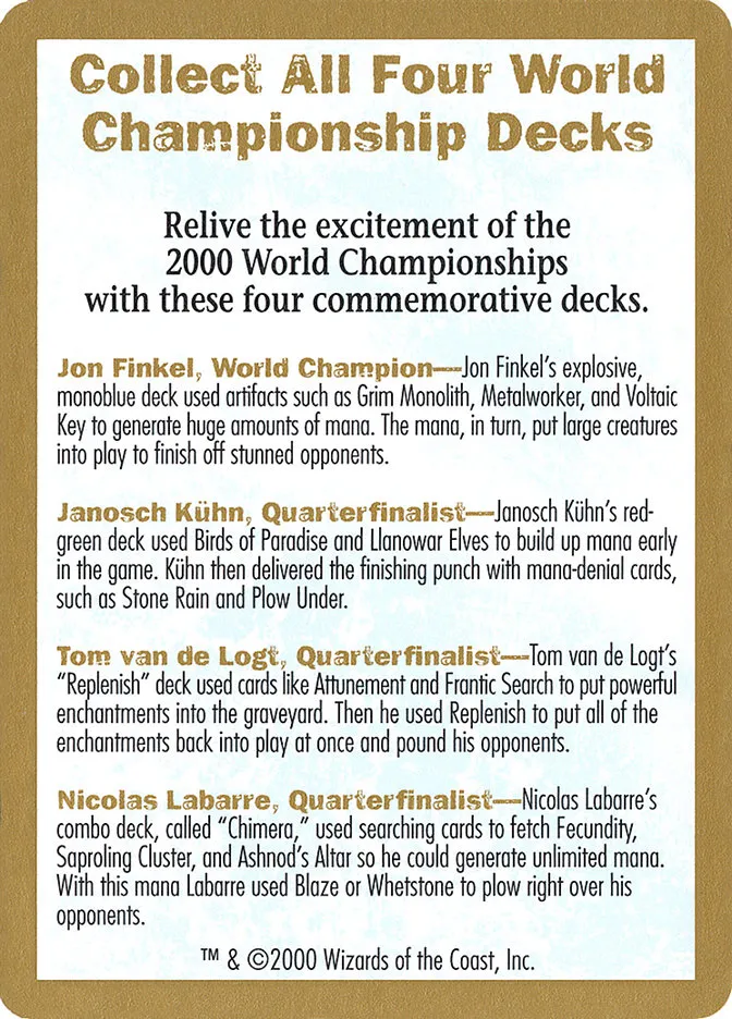2000 World Championships Ad Front Face