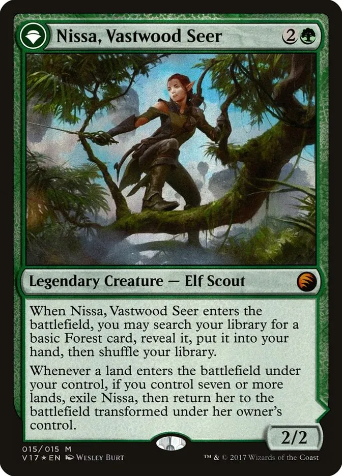 Nissa, Vastwood Seer // Nissa, Sage Animist Front Face