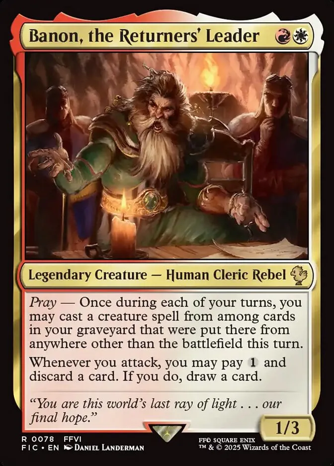Banon, the Returners' Leader Front Face