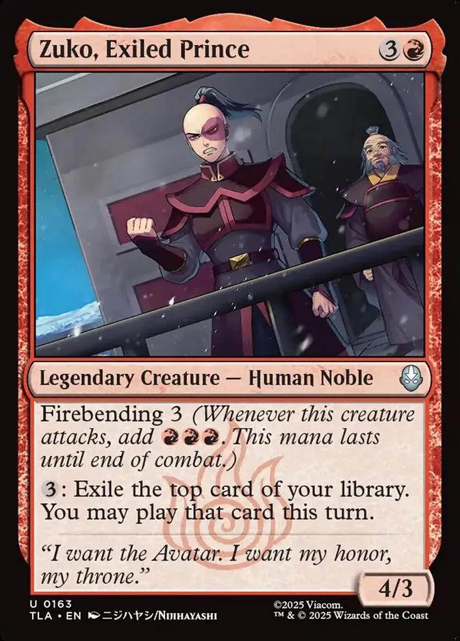 Zuko, Exiled Prince Front Face