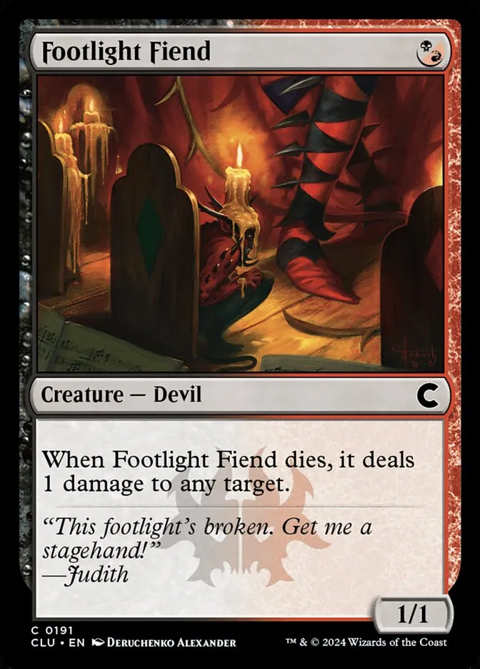 Footlight Fiend Front Face