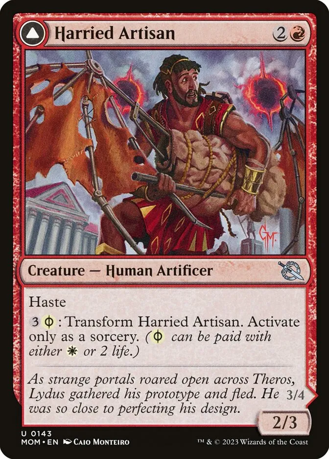 Harried Artisan // Phyrexian Skyflayer Front Face