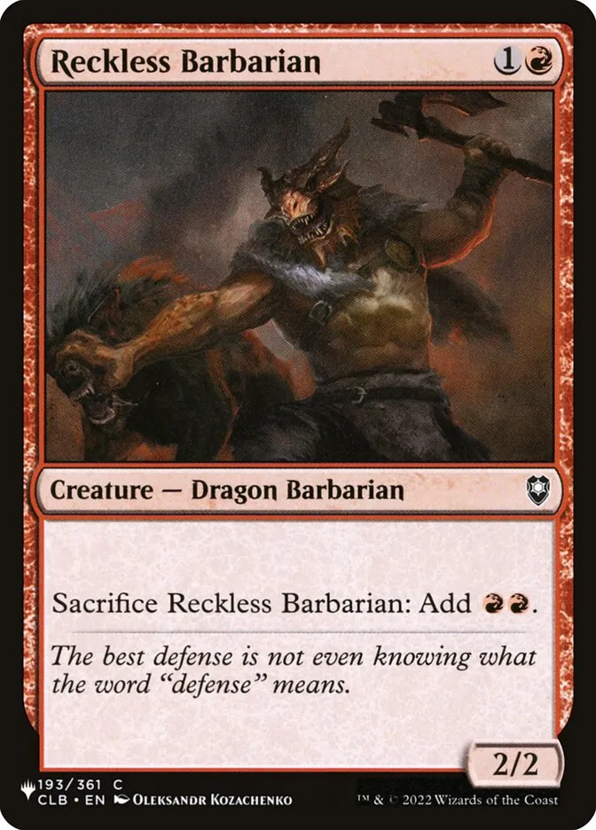 Reckless Barbarian Front Face
