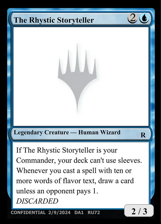 The Rhystic Storyteller Front Face