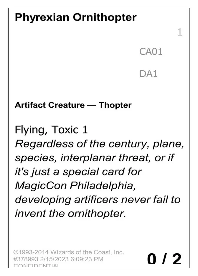 Phyrexian Ornithopter Front Face