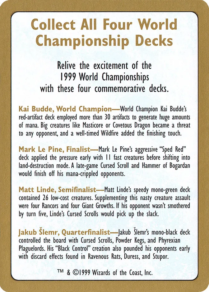 1999 World Championships Ad Front Face