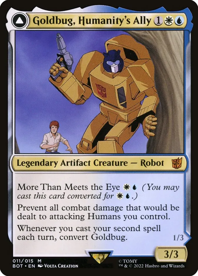 Goldbug, Humanity's Ally // Goldbug, Scrappy Scout Front Face