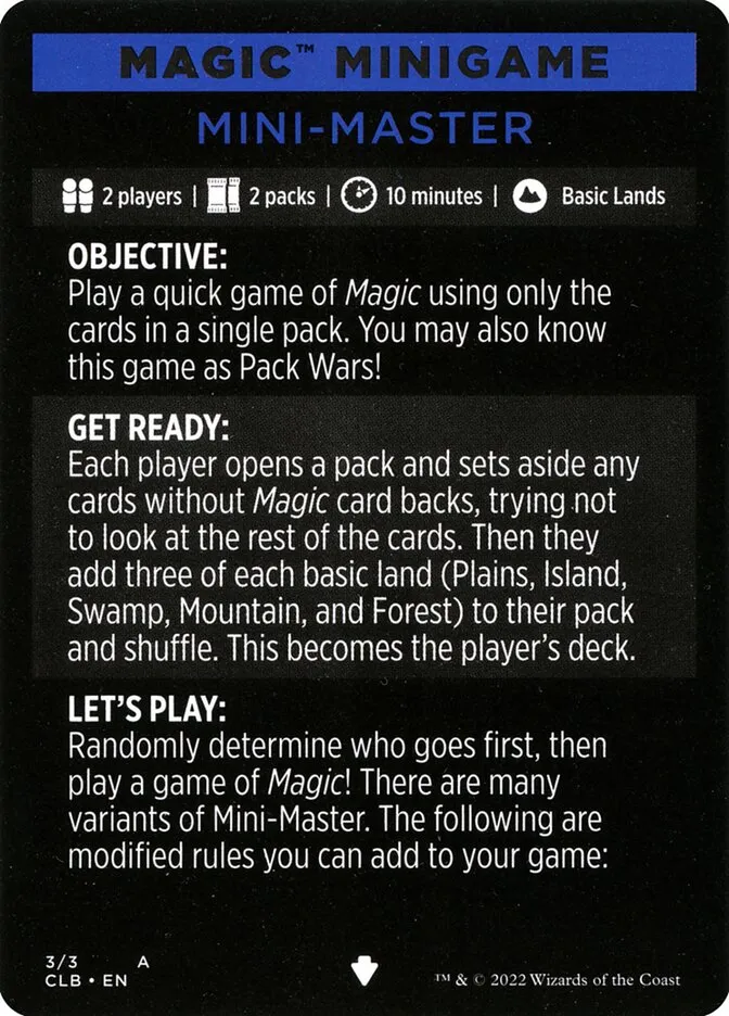 Mini-Master // Mini-Master (cont'd) Front Face