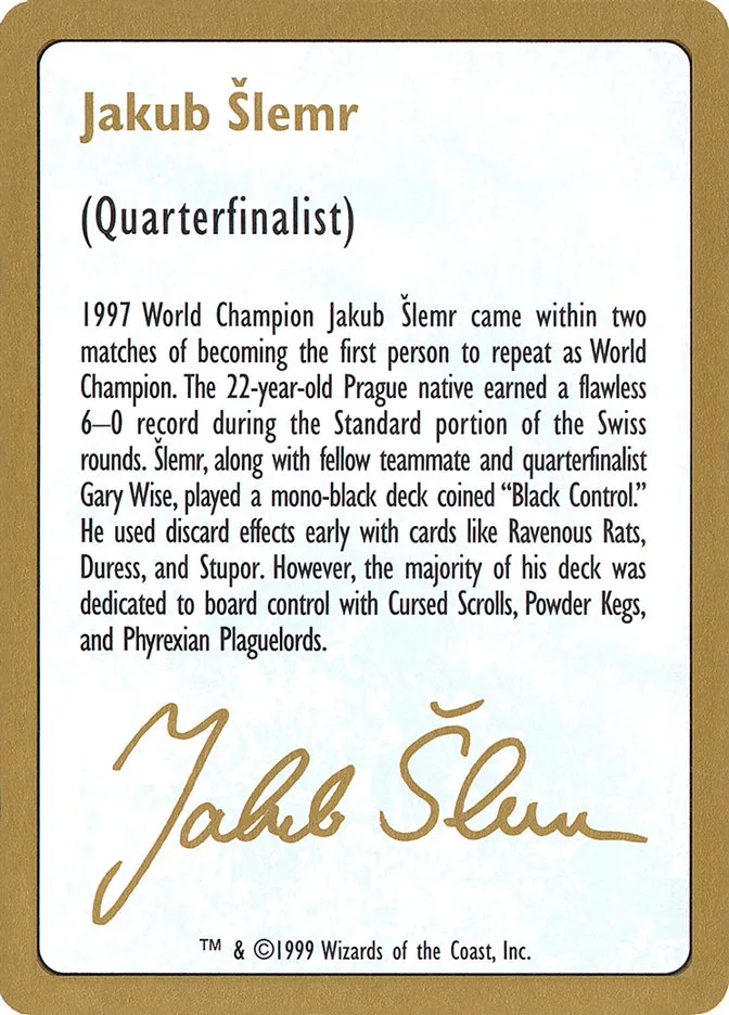 Jakub Šlemr Bio (1999) Front Face