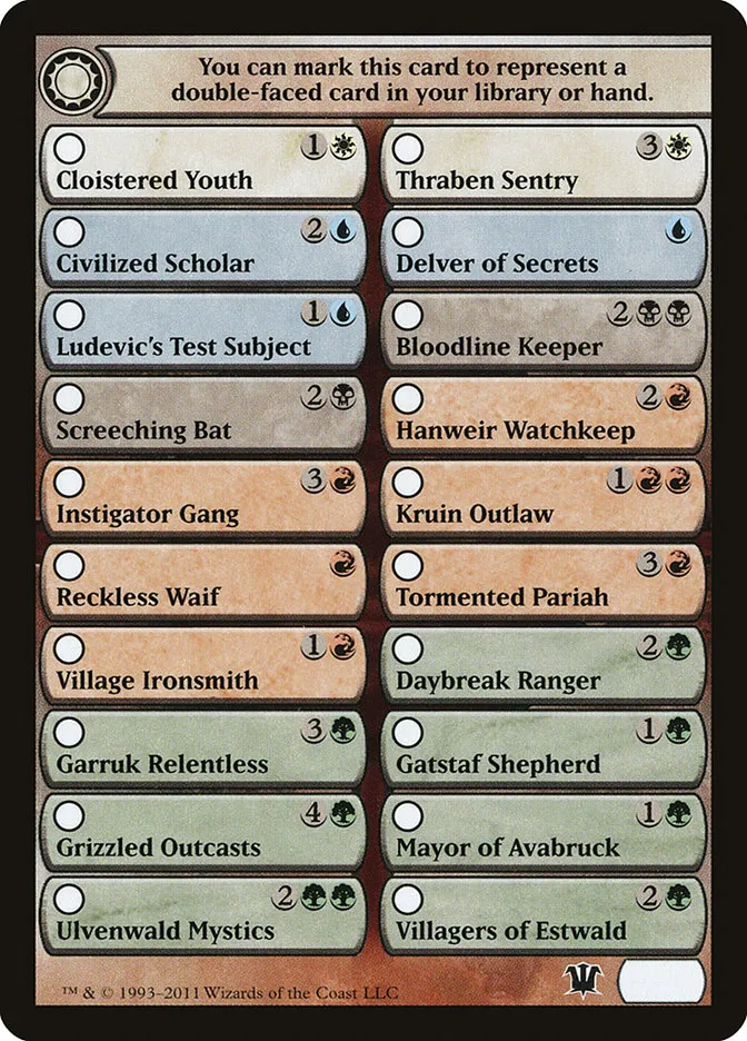 Innistrad Checklist Front Face