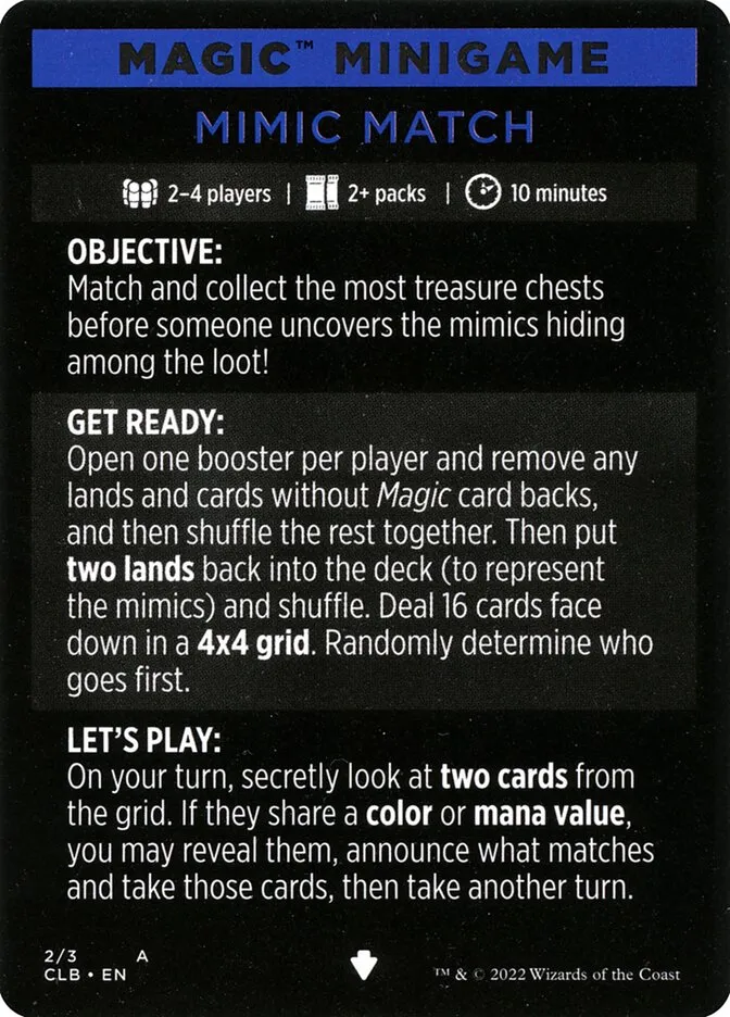 Mimic Match // Mimic Match (cont'd) Front Face