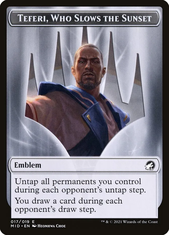 Teferi, Who Slows the Sunset Emblem Front Face