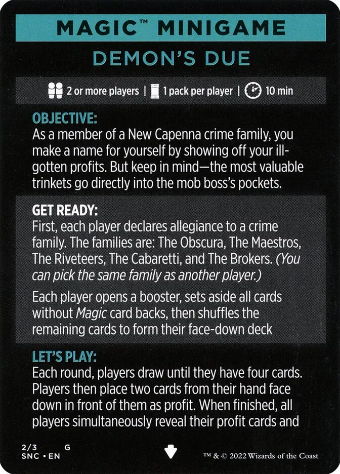 Demon's Due (minigame) // Demon's Due (cont'd) Front Face