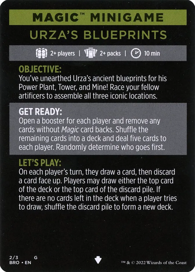 Urza's Blueprints (minigame) // Urza's Blueprints (cont'd) Front Face