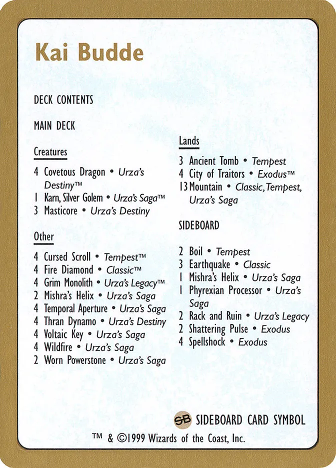 Kai Budde Decklist Front Face