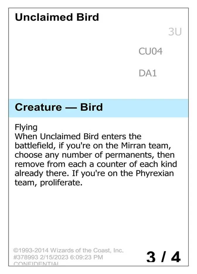 Unclaimed Bird Front Face