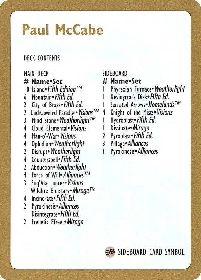 Paul McCabe Decklist Front Face