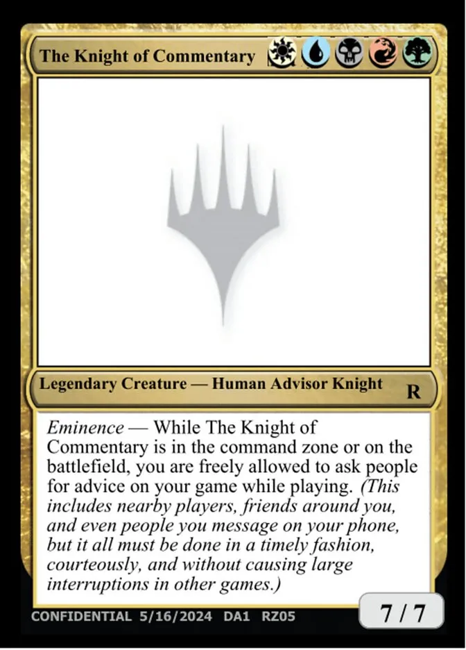 The Knight of Commentary Front Face