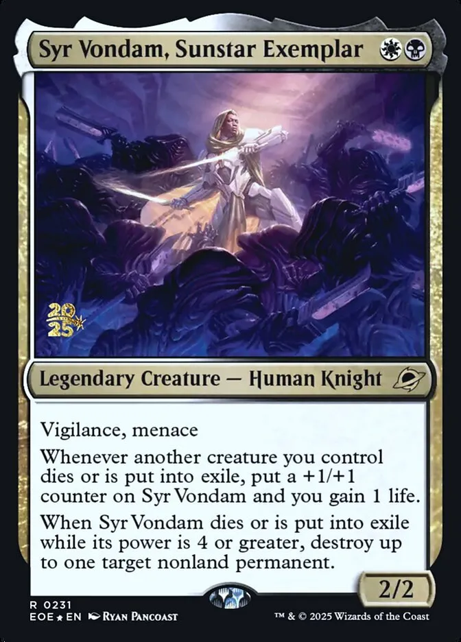 Syr Vondam, Sunstar Exemplar Front Face