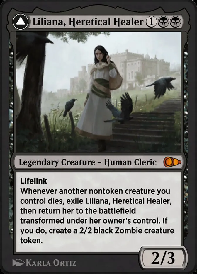 Liliana, Heretical Healer // Liliana, Defiant Necromancer Front Face