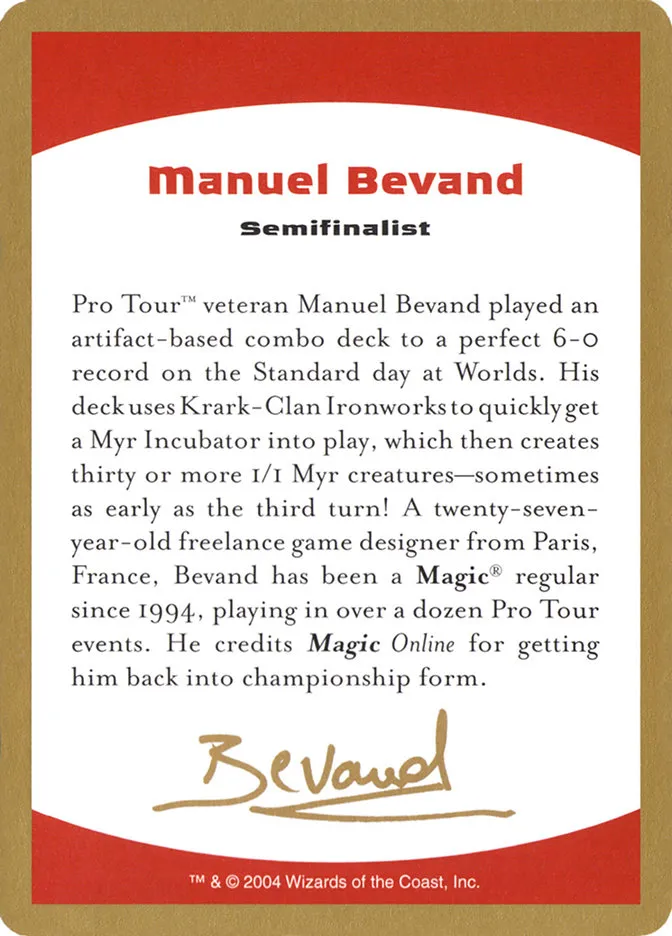 Manuel Bevand Bio Front Face