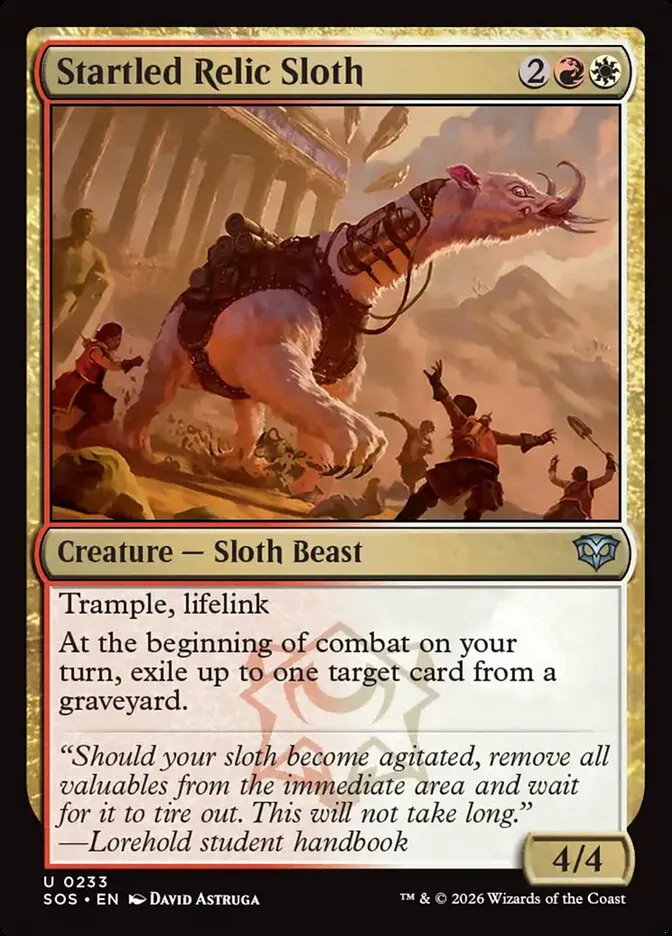 Startled Relic Sloth Front Face