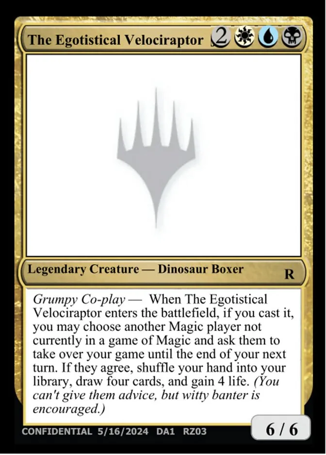 The Egotistical Velociraptor Front Face